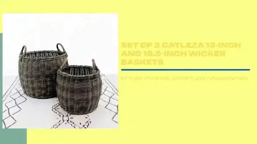 Set of 2 CATLEZA 13-inch and 16.5-inch Wicker Baskets -DTYStore