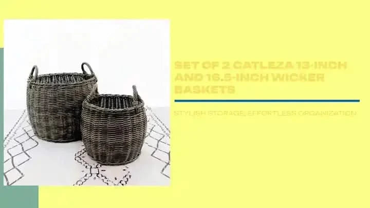Set of 2 CATLEZA 13-inch and 16.5-inch Wicker Baskets -DTYStore