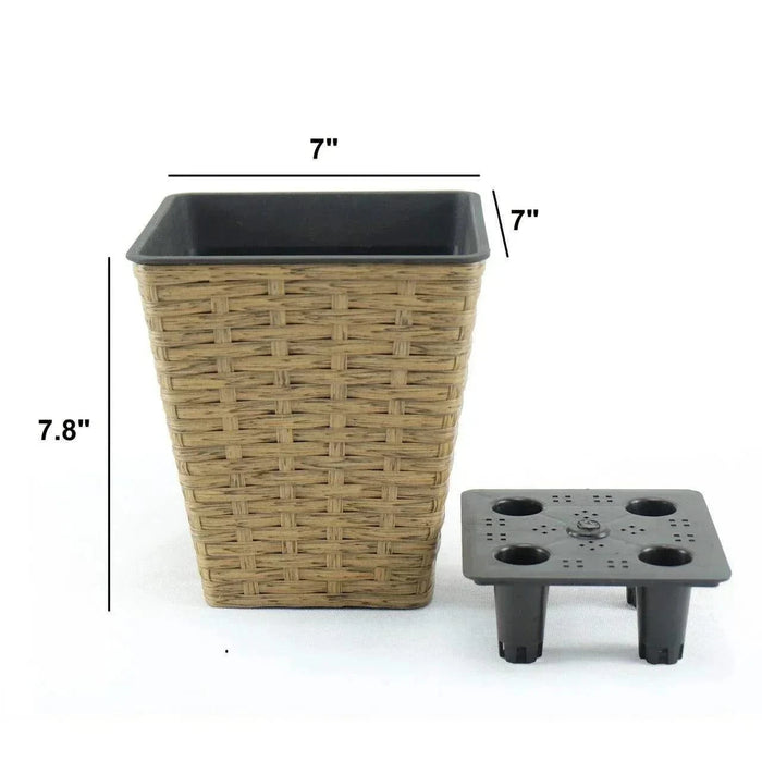 Set of 2 CATLEZA 7-inch and 9.4-inch Square Wicker Planters -DTYStore