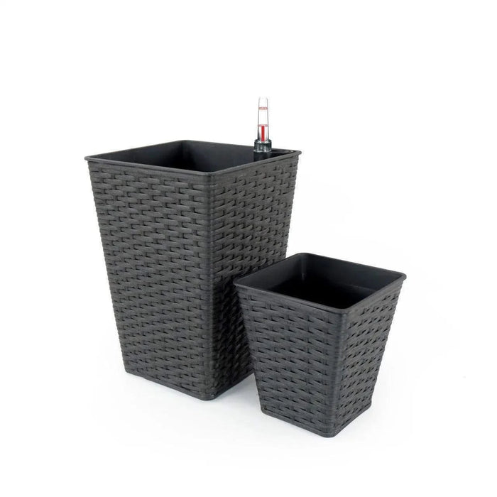 Set of 2 CATLEZA 7-inch and 9.4-inch Square Wicker Planters -DTYStore