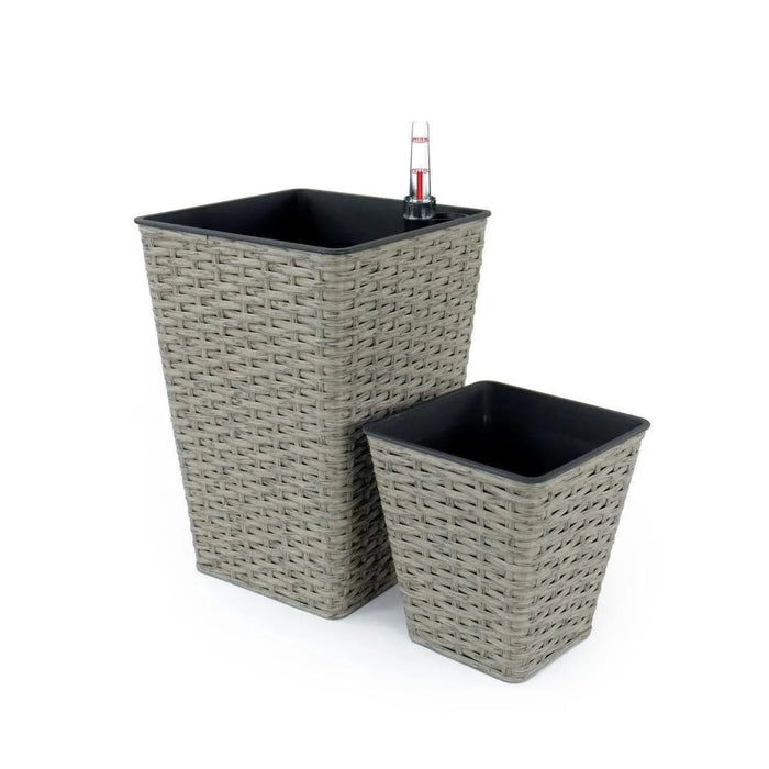 Set of 2 CATLEZA 7-inch and 9.4-inch Square Wicker Planters -DTYStore