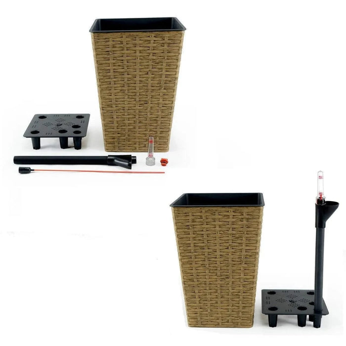 Set of 2 CATLEZA 7-inch and 9.4-inch Square Wicker Planters -DTYStore