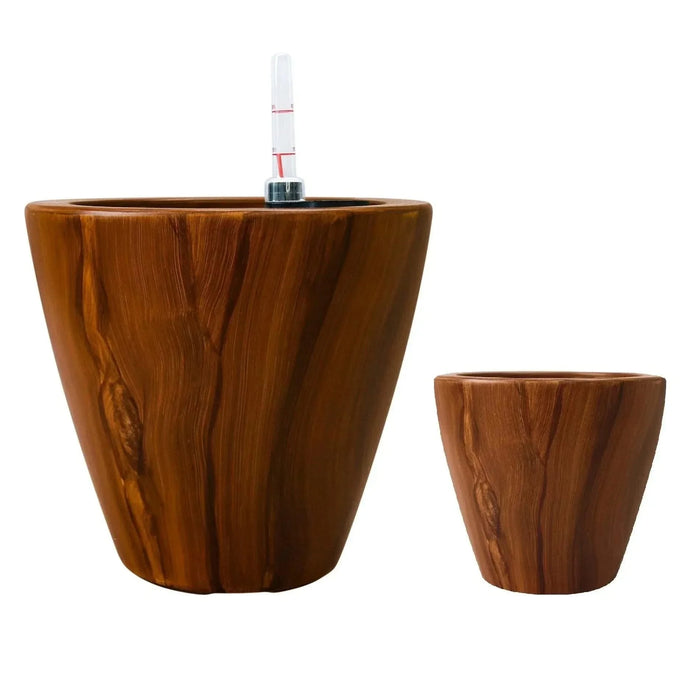 Set of 2 CATLEZA Cone Planters Round Imitation Wood -DTYStore