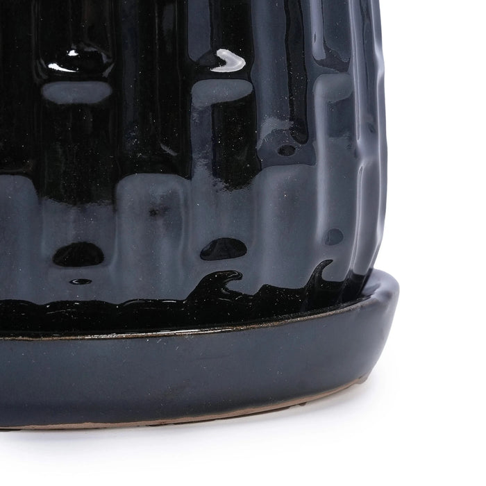 Set of 2 Ceramic Flowerpot, 7' Modern Planter for Patio, Garden, Windowsill - Black Default -DTYStore