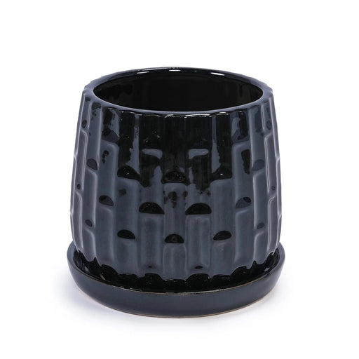 Set of 2 Ceramic Flowerpot, 7' Modern Planter for Patio, Garden, Windowsill - Black Default -DTYStore