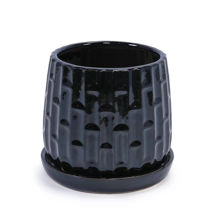 Set of 2 Ceramic Flowerpot, 7' Modern Planter for Patio, Garden, Windowsill - Black - DTY Store