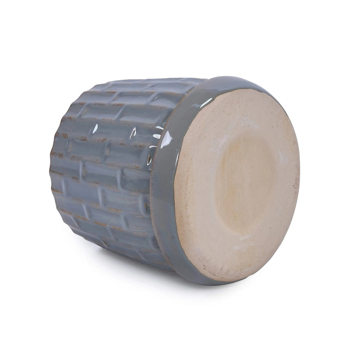 Set of 2 Ceramic Flowerpot, 7' Modern Planter for Patio, Garden, Windowsill - Grey Default -DTYStore