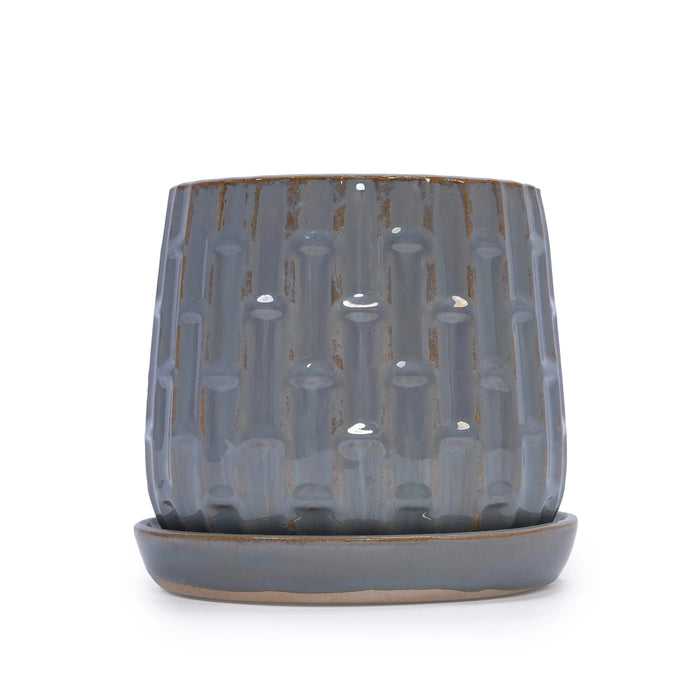 Set of 2 Ceramic Flowerpot, 7' Modern Planter for Patio, Garden, Windowsill - Grey Default -DTYStore