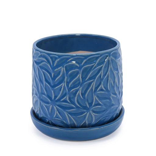 Set of 2 Ceramic Flowerpot, 7' Modern Planter for Patio, Garden, Windowsill - Navy Blue Default -DTYStore