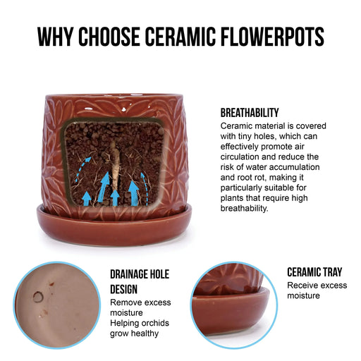 Set of 2 Ceramic Flowerpot, 7' Modern Planter for Patio, Garden, Windowsill - Red Default -DTYStore