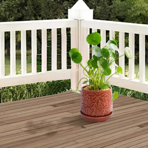 Set of 2 Ceramic Flowerpot, 7' Modern Planter for Patio, Garden, Windowsill - Red Default -DTYStore