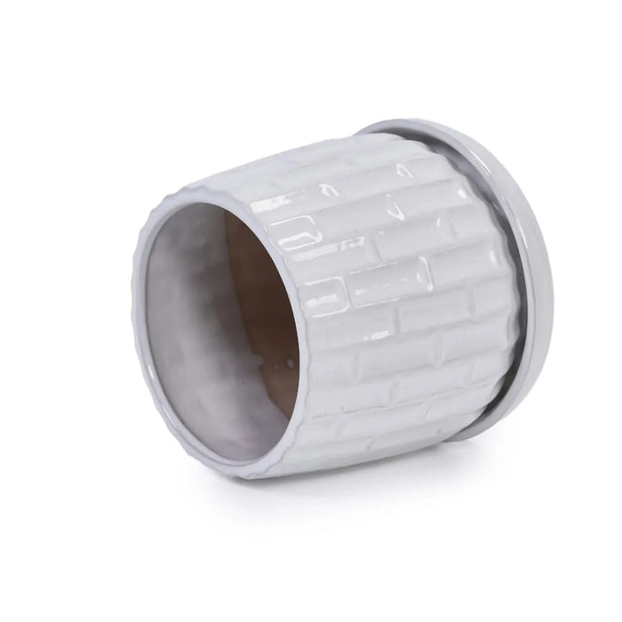 Set of 2 Ceramic Flowerpot, 7' Modern Planter for Patio, Garden, Windowsill - White Default -DTYStore