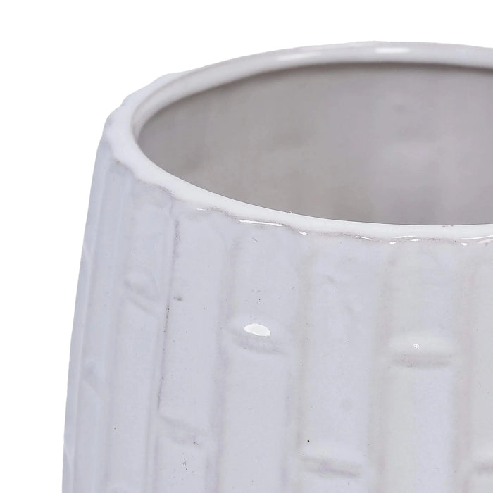 Set of 2 Ceramic Flowerpot, 7' Modern Planter for Patio, Garden, Windowsill - White Default -DTYStore