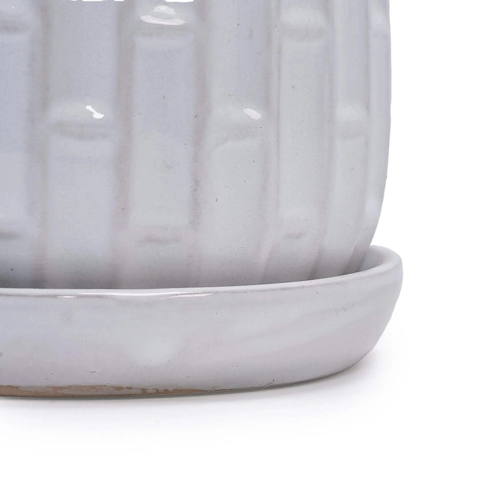 Set of 2 Ceramic Flowerpot, 7' Modern Planter for Patio, Garden, Windowsill - White Default -DTYStore