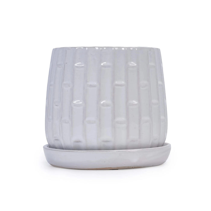 Set of 2 Ceramic Flowerpot, 7' Modern Planter for Patio, Garden, Windowsill - White Default -DTYStore