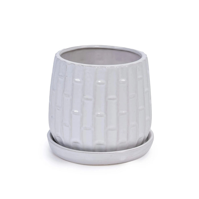 Set of 2 Ceramic Flowerpot, 7' Modern Planter for Patio, Garden, Windowsill - White Default -DTYStore