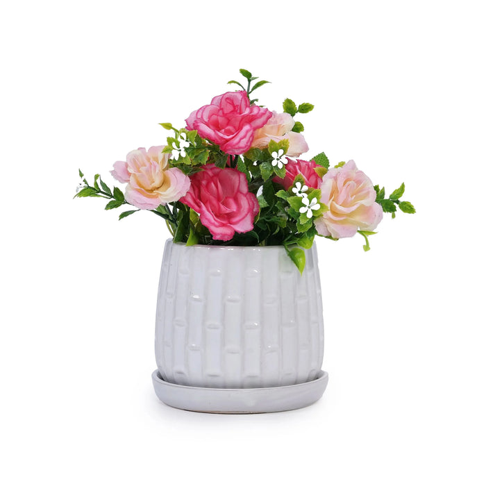 Set of 2 Ceramic Flowerpot, 7' Modern Planter for Patio, Garden, Windowsill - White - DTY Store