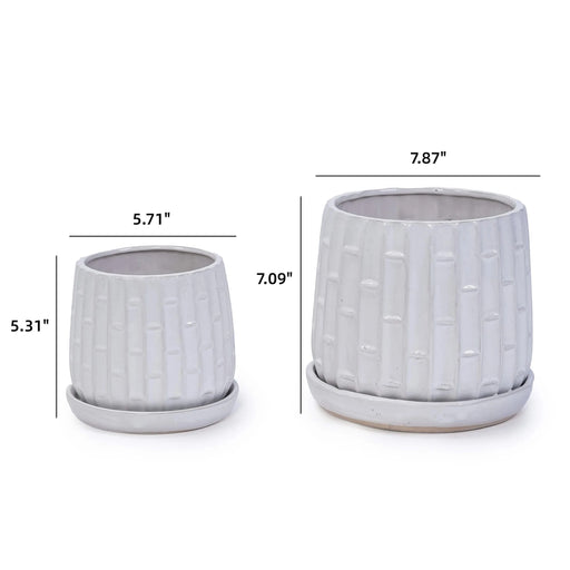 Set of 2 Ceramic Flowerpot, 7' Modern Planter for Patio, Garden, Windowsill - White Default -DTYStore