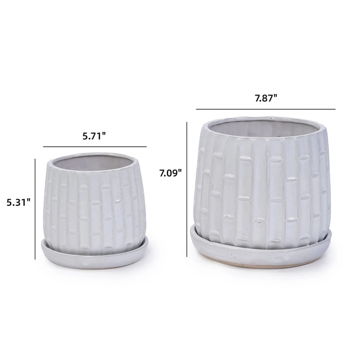 Set of 2 Ceramic Flowerpot, 7' Modern Planter for Patio, Garden, Windowsill - White Decor, Decor & Pillows, Garden & Planters, Outdoor, Pots & Planters, searchfilter_Decor & Pillows, searchfilter_Outdoor| DTY Store