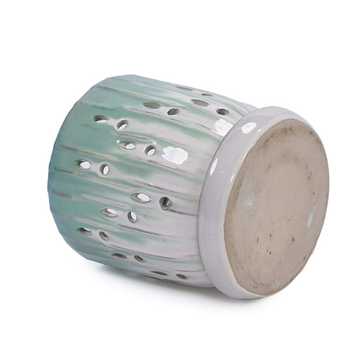 Set of 2 Ceramic Flowerpot with Drainage Hole, 8' Modern Planter for Patio, Garden, Windowsill - White Green Default -DTYStore