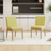 Set of 2 Contemporary Fabric Dining Chairs, Green and Natural Oak Default -DTYStore