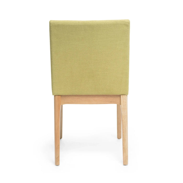 Set of 2 Contemporary Fabric Dining Chairs, Green and Natural Oak Default -DTYStore