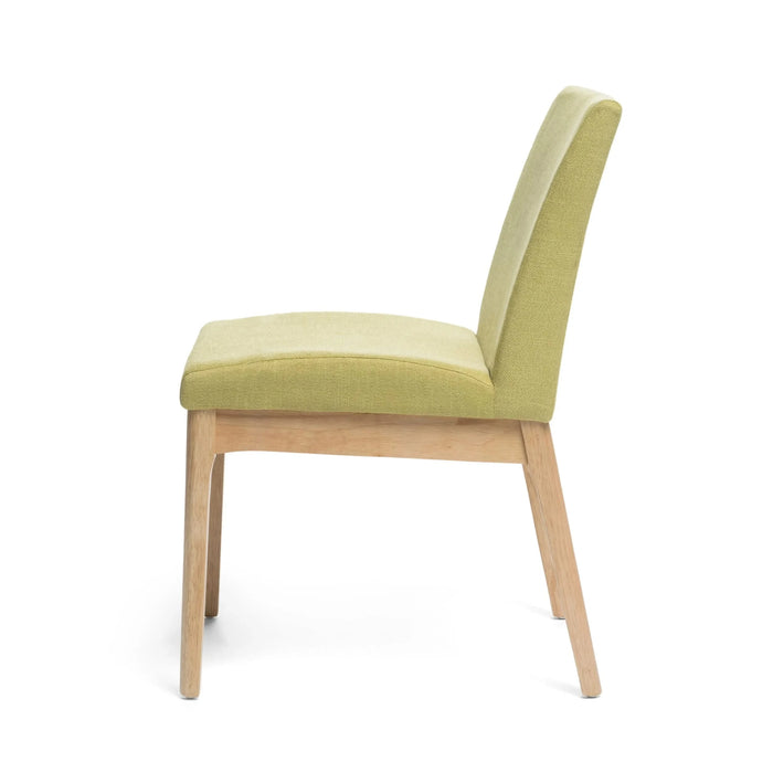 Set of 2 Contemporary Fabric Dining Chairs, Green and Natural Oak Default -DTYStore