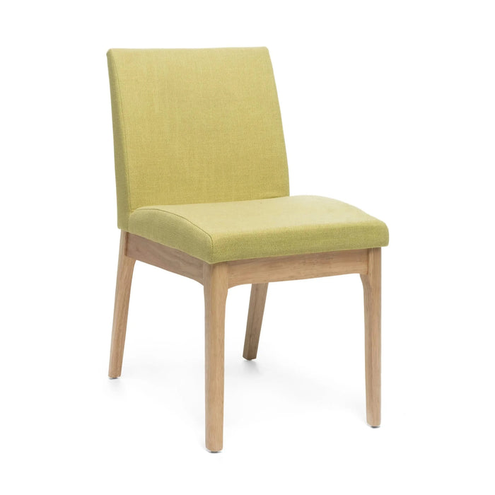 Set of 2 Contemporary Fabric Dining Chairs, Green and Natural Oak Default -DTYStore