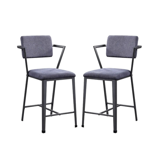 Set of 2 Counter Height Chairs with Metal Frame, Gunmetal Default -DTYStore