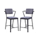 Set of 2 Counter Height Chairs with Metal Frame, Gunmetal Default -DTYStore