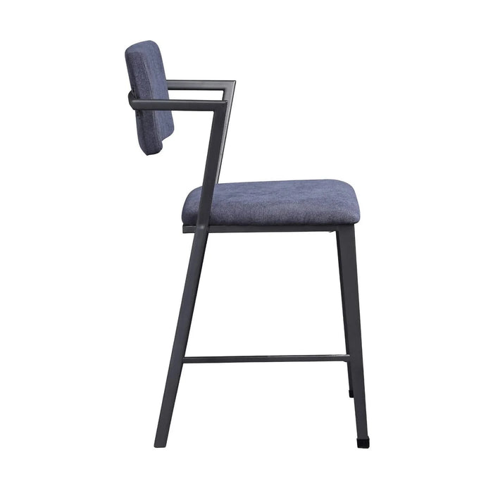 Set of 2 Counter Height Chairs with Metal Frame, Gunmetal Default -DTYStore