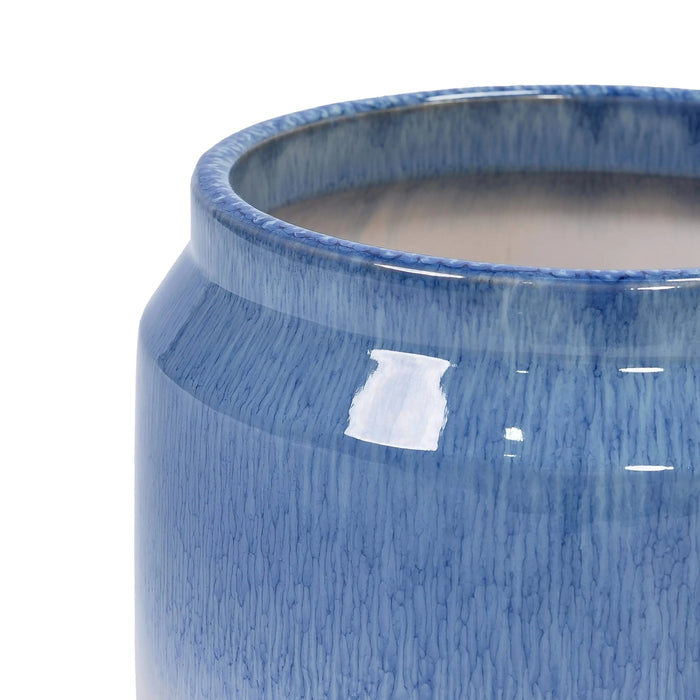 Set of 2 Gradient Ceramic Flowerpot, Modern Planter for Patio, Garden, Windowsill - White Blue Default -DTYStore