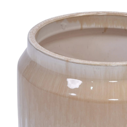 Set of 2 Gradient Ceramic Flowerpot, Modern Planter for Patio, Garden, Windowsill - White Brown Default -DTYStore