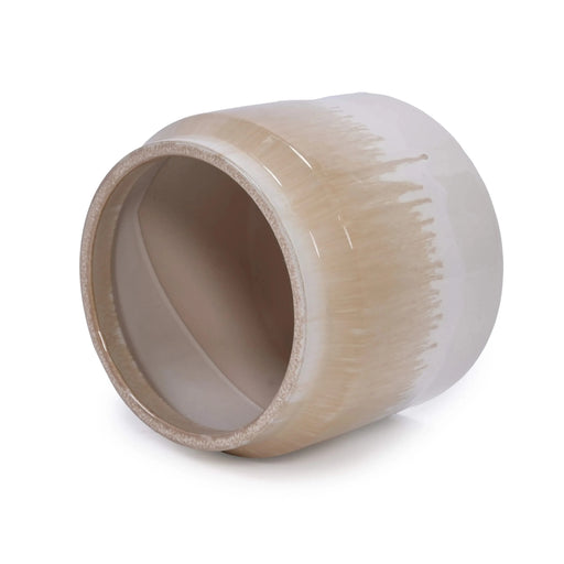 Set of 2 Gradient Ceramic Flowerpot, Modern Planter for Patio, Garden, Windowsill - White Brown Default -DTYStore