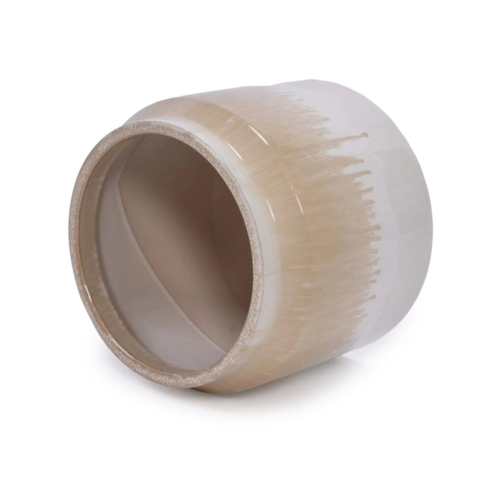 Set of 2 Gradient Ceramic Flowerpot, Modern Planter for Patio, Garden, Windowsill - White Brown Default -DTYStore