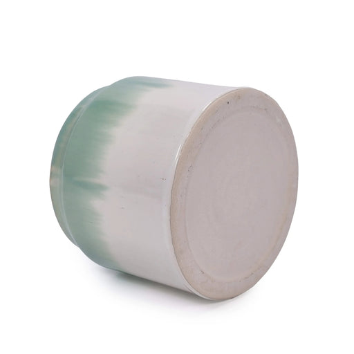 Set of 2 Gradient Ceramic Flowerpot, Modern Planter for Patio, Garden, Windowsill - White Green Default -DTYStore