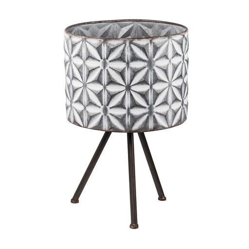Set of 2 Metal Planter Stand,Round Galvanized Grey Farmhouse Planter Default -DTYStore