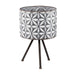 Set of 2 Metal Planter Stand,Round Galvanized Grey Farmhouse Planter Default -DTYStore