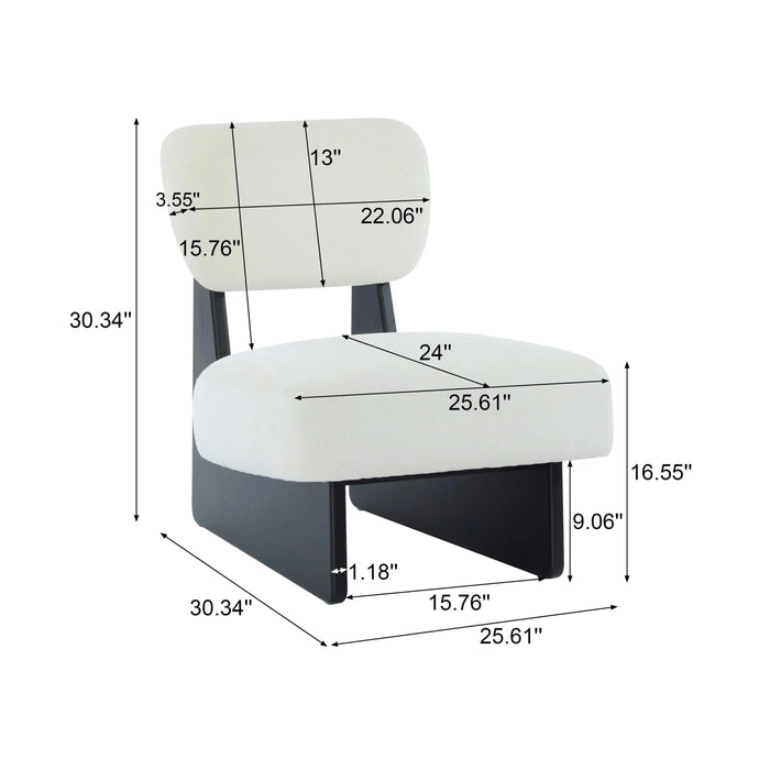 [Set of 2] Modern Beige Lounge Chair with Polyester Upholstery, Sturdy Black Wood Base, Minimalist Design, Stylish and Comfortable Accent Seating for Living Room, Bedroom, or Office Default -DTYStore