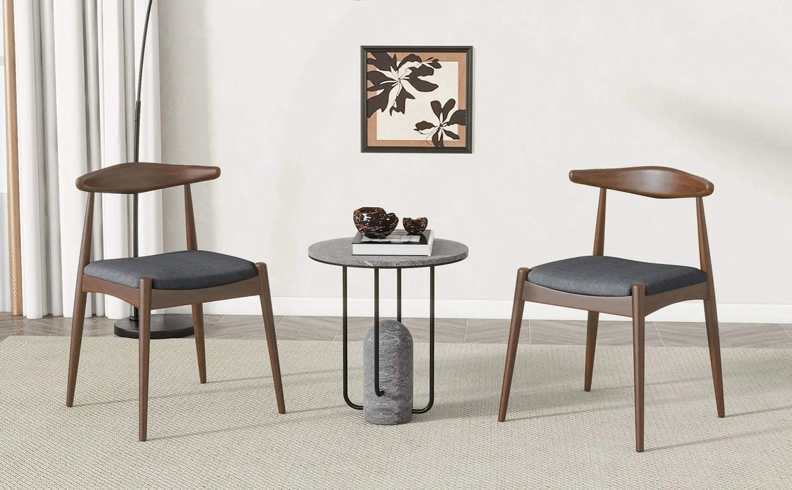 Set of 2 Rubberwood Dining Chairs with Ergonomic Backrest & Comfort Cushions, Walnut+Charcoal (same sku: 59296.00F) Default -DTYStore