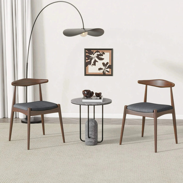 Set of 2 Rubberwood Dining Chairs with Ergonomic Backrest & Comfort Cushions, Walnut+Charcoal (same sku: 59296.00F) Default -DTYStore