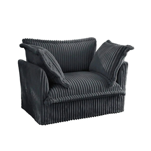 Set of 2 Slipcovered Armchairs - Deep Seat Accent Chairs with Large Soft Pillows Camel Corduroy -DTYStore