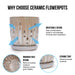 Set of 2 Striped Ceramic Flowerpot with Drainage Hole, 8' Modern Planter for Patio, Garden, Windowsill - Brown - DTY Store