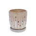 Set of 2 Striped Ceramic Flowerpot with Drainage Hole, 8' Modern Planter for Patio, Garden, Windowsill - Brown - DTY Store