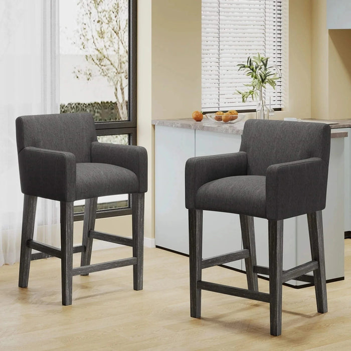 Set of 2 Upholstered 26 inch Counter Stool - Charcoal/Gray Default -DTYStore