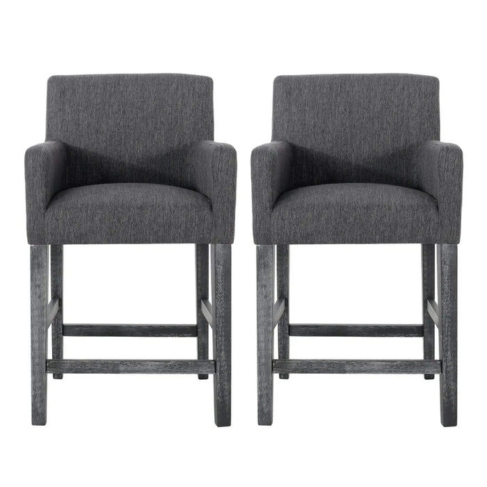 Set of 2 Upholstered 26 inch Counter Stool - Charcoal/Gray Default -DTYStore