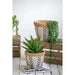 Set of 2 White and Brown Cement Planters with V Pattern, L:D10x8' S:D8x6.5' Default -DTYStore