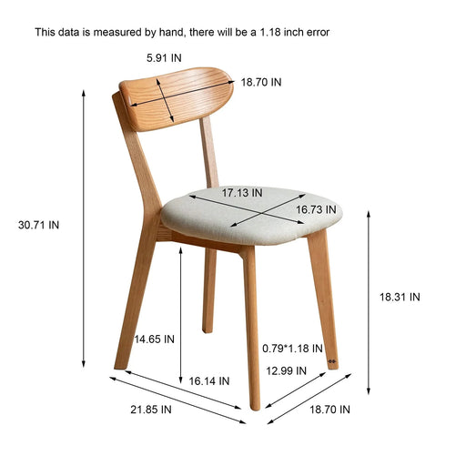 (Set of 2 pcs) Dining Chair Wooden FAS Grade Oak Natural Wood Made in North America 100% Dirt-free Wood Chair Solid Chair Table Chair Wooden Living Room Chair Simple And Natural 47.5 * 55.5 * 78cm Default -DTYStore