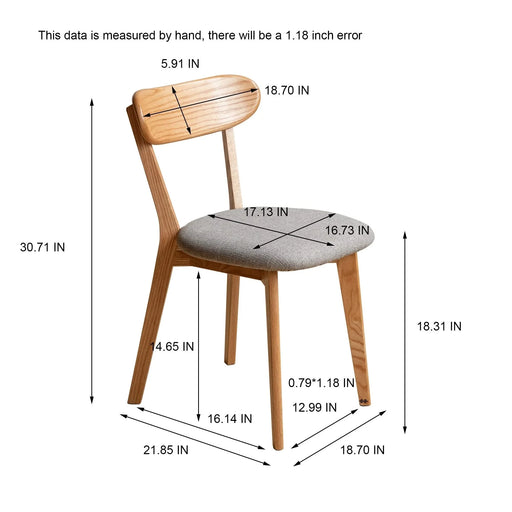 (Set of 2 pcs) Dining Chair Wooden FAS Grade Oak Natural Wood Made in North America 100% Dirt-free Wood Chair Solid Chair Table Chair Wooden Living Room Chair Simple And Natural 47.5 * 55.5 * 78cm Default -DTYStore