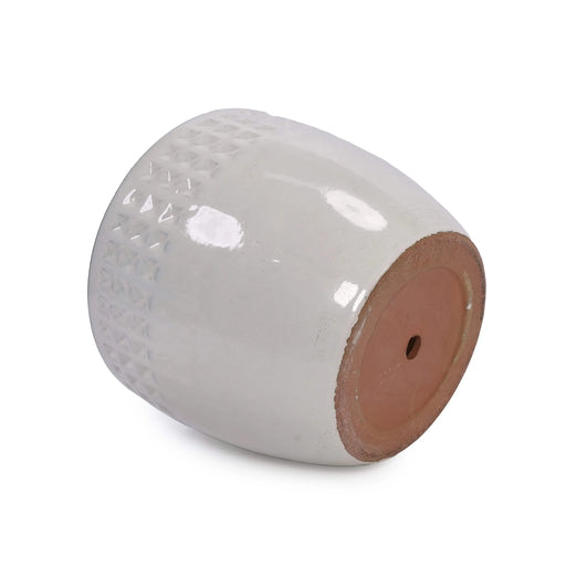 Set of 3 Ceramic Flowerpot, Modern Planter for Patio, Garden, Windowsill - Ancient White Default -DTYStore